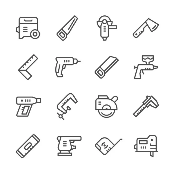 Establecer iconos de línea de herramienta eléctrica y manual — Vector de stock