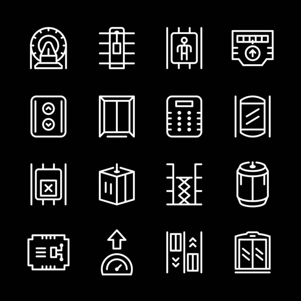 Establecer iconos de línea de ascensor — Vector de stock