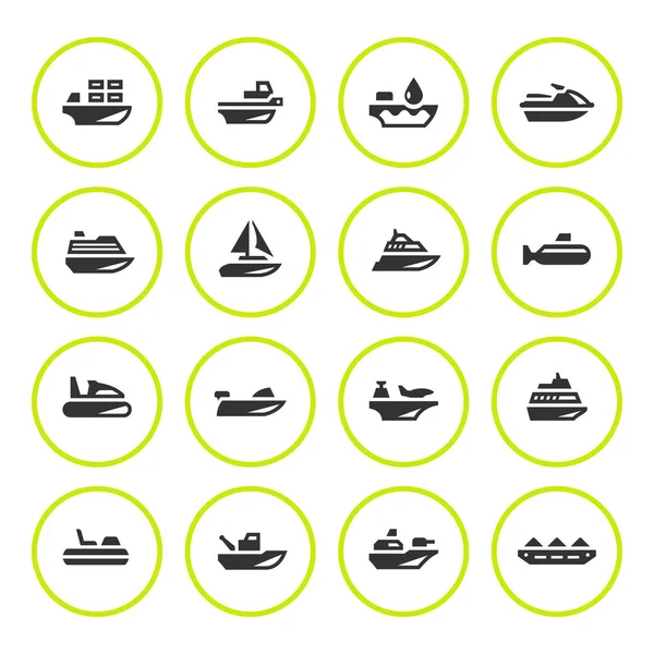 Set ronde iconen van het vervoer over water — Stockvector