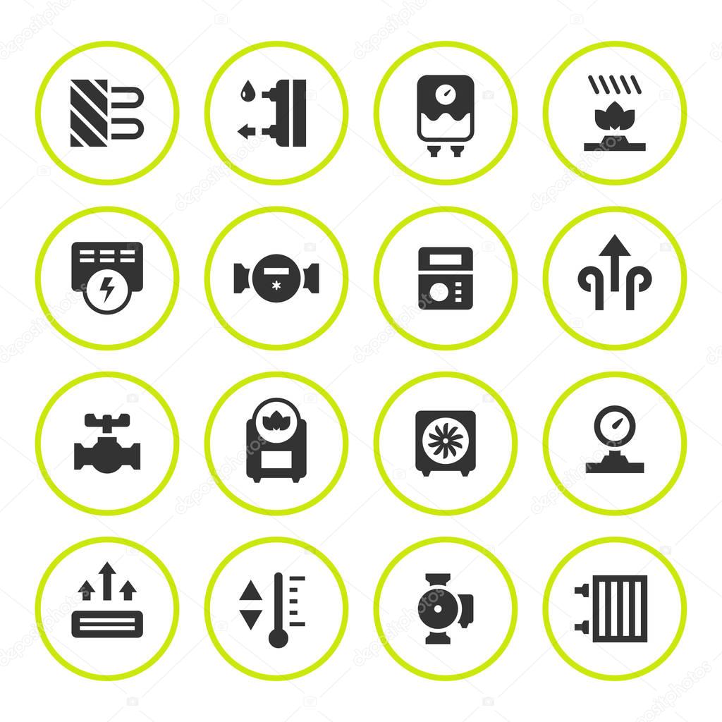 Set round icons of heating