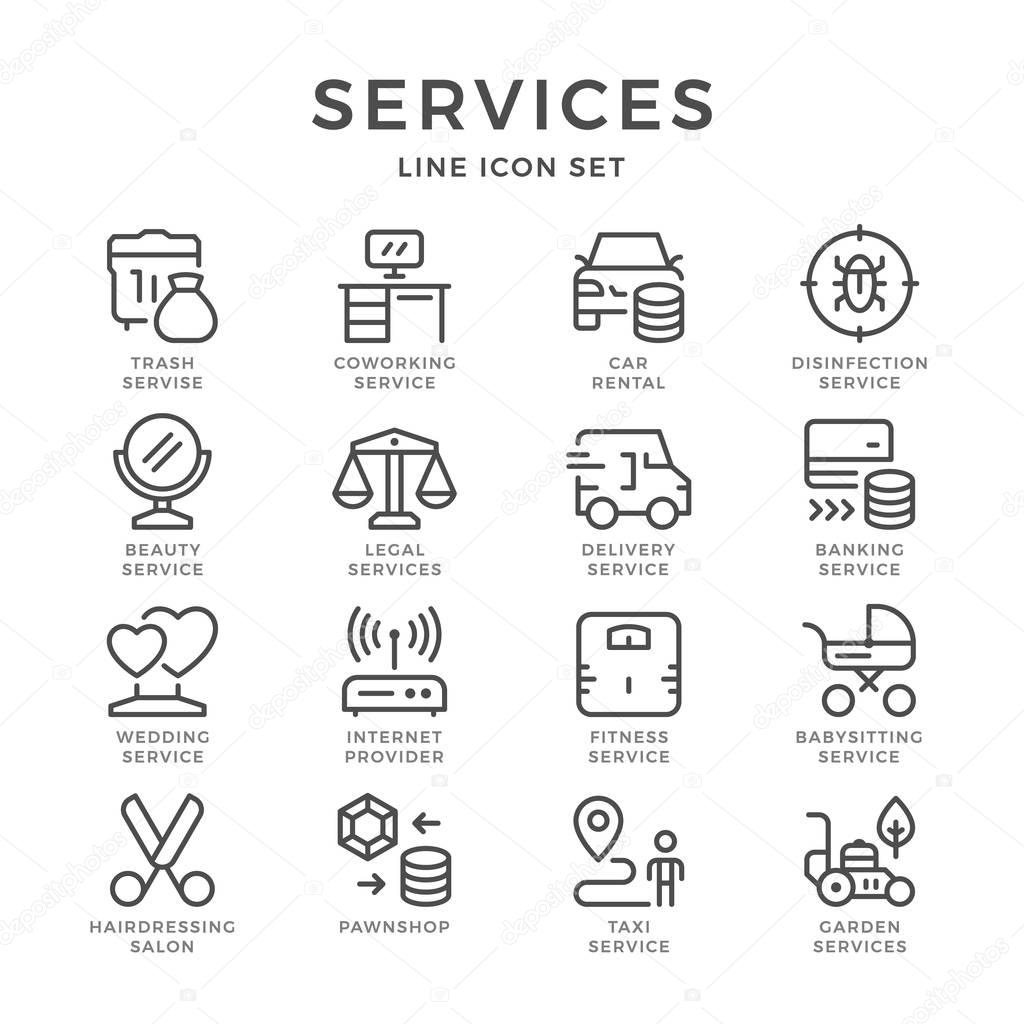 Set line icons of services