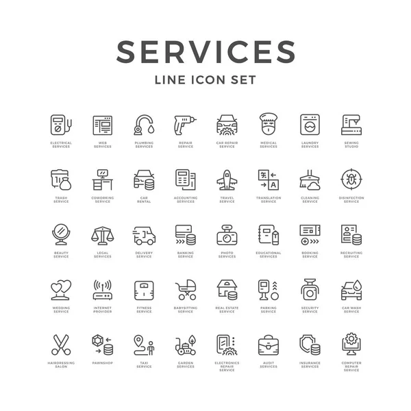 Definir ícones de linha de serviço — Vetor de Stock