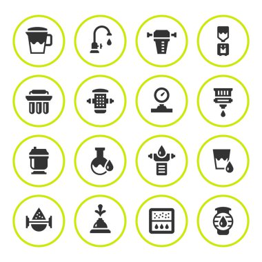 Su filtreleri yuvarlak Icons set
