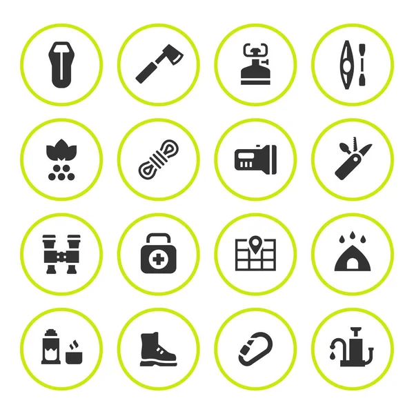 Set round icons of camping — Stock Vector