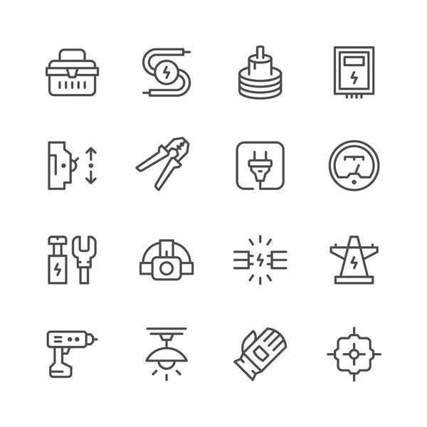 Establecer iconos de línea de electricidad — Vector de stock