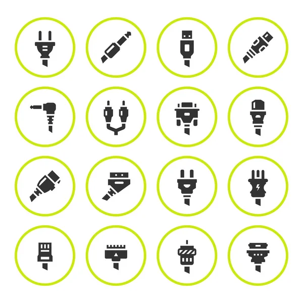 Definir ícones redondos de plugues e conectores — Vetor de Stock