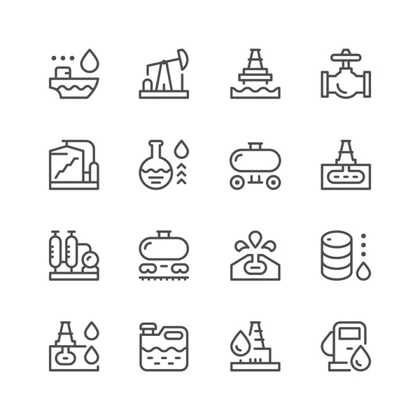 Set line icons of oil industry — Stock Vector