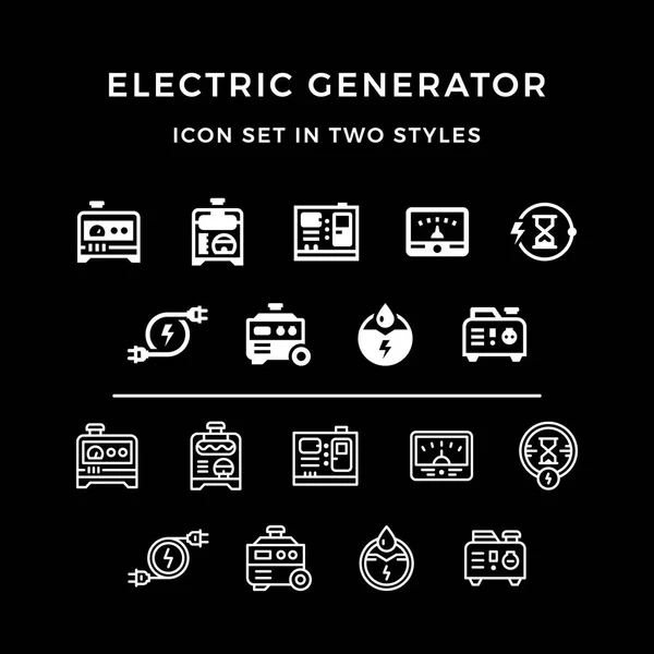 Set icons of electrical generator — Stock Vector