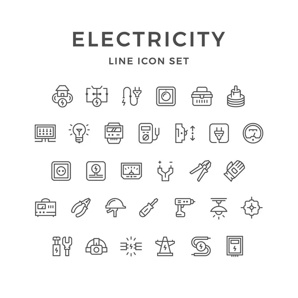 Définir les icônes de ligne de l'électricité — Image vectorielle