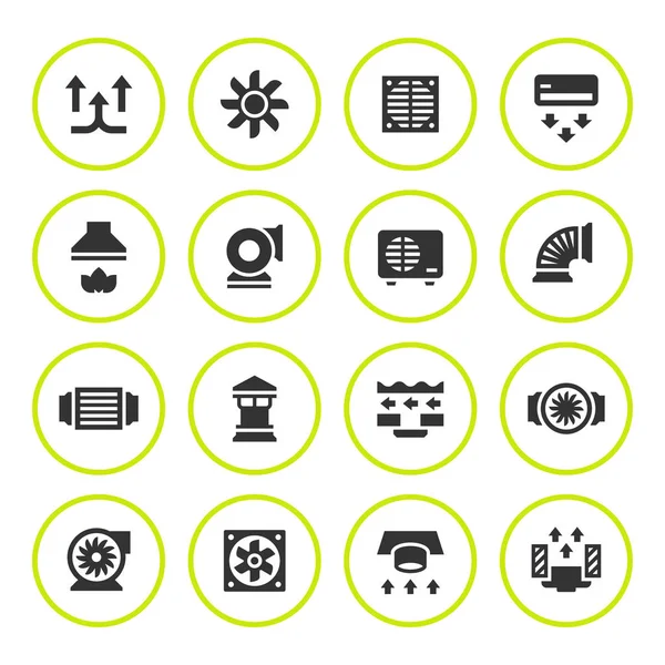 Set ronde iconen van ventilatie en airconditioning — Stockvector