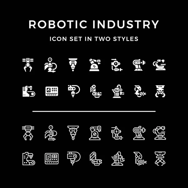 Set icons of robotic industry — Stock Vector