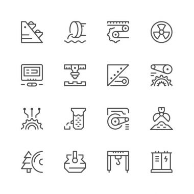 Set line icons of industry clipart