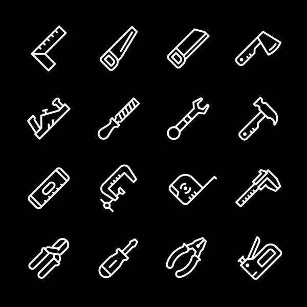 Establecer iconos de línea de herramienta de mano — Vector de stock