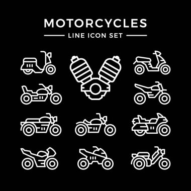 Motosikletler satır Icons set