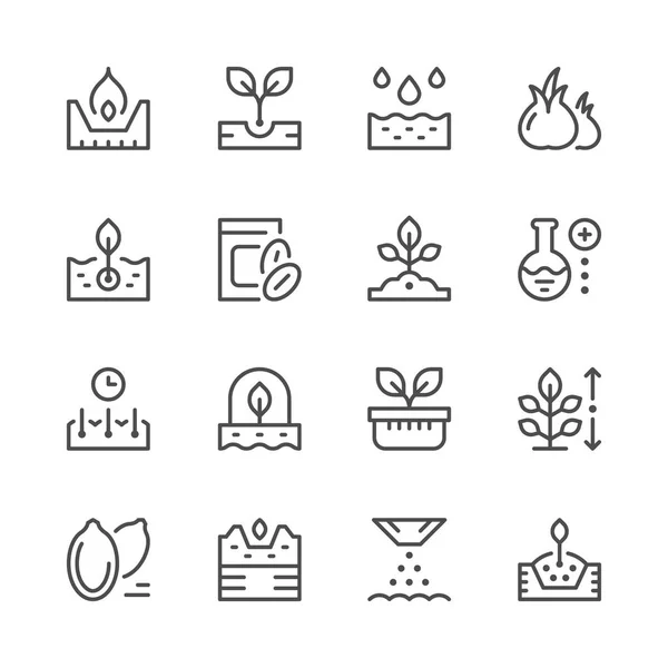 Set line icons of seed and seedling — Stock Vector