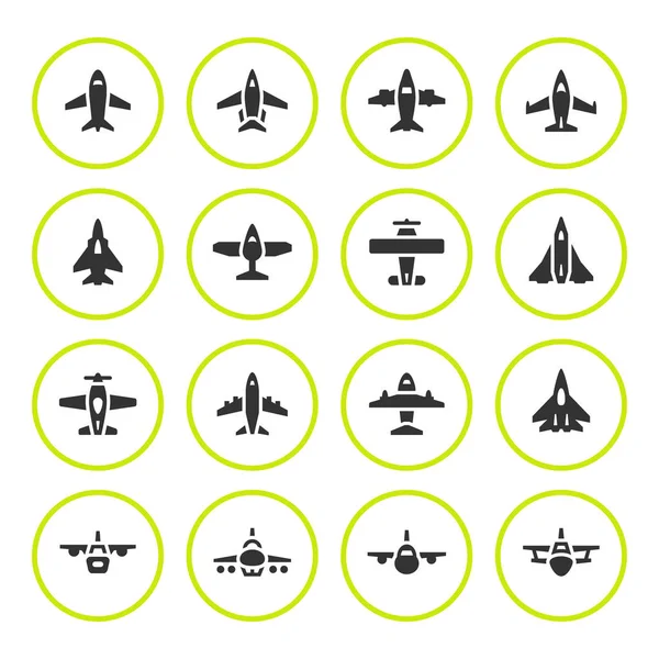 Conjunto de iconos redondos de aviones — Archivo Imágenes Vectoriales