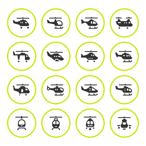 Conjunto de iconos redondos de helicópteros — Archivo Imágenes Vectoriales