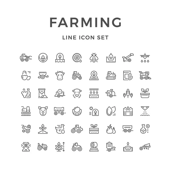 Установить линии иконы сельского хозяйства и сельского хозяйства — стоковый вектор