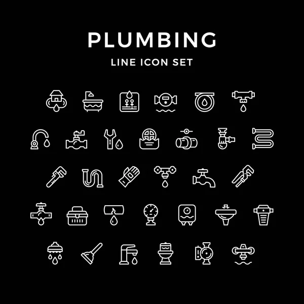 Set line icons of plumbing — Stock Vector