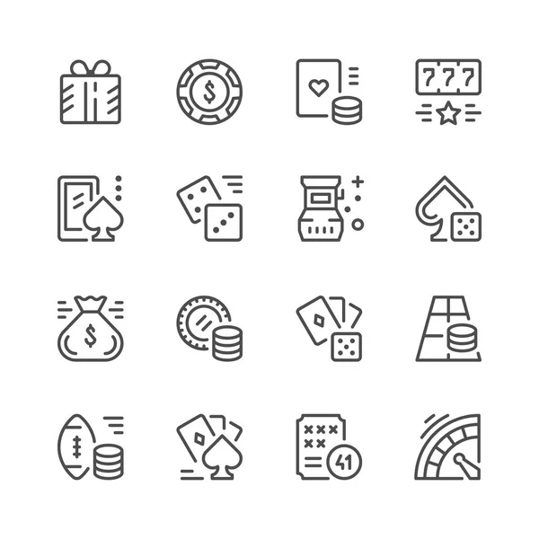 Set line icons of gambling — Stock Vector