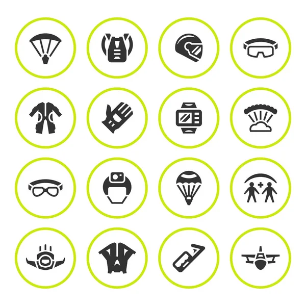 Conjunto de iconos redondos de paracaídas — Vector de stock