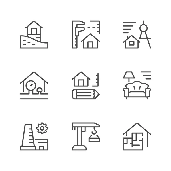 Set line icons of architectural — Stock Vector