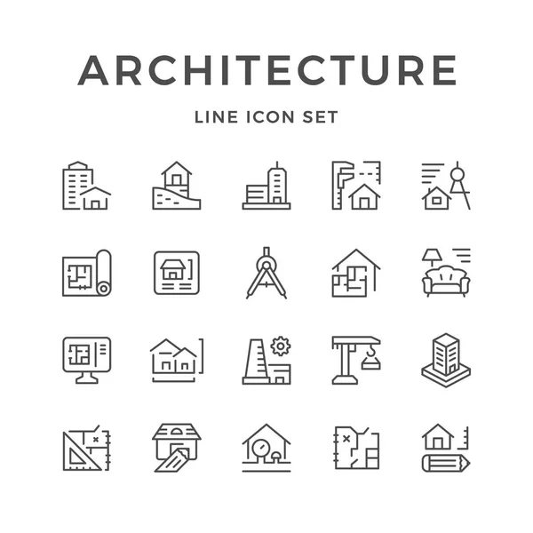 Establecer iconos de línea de arquitectura — Vector de stock