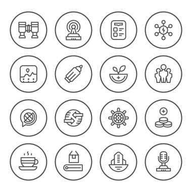 İş yuvarlak çizgi Icons set