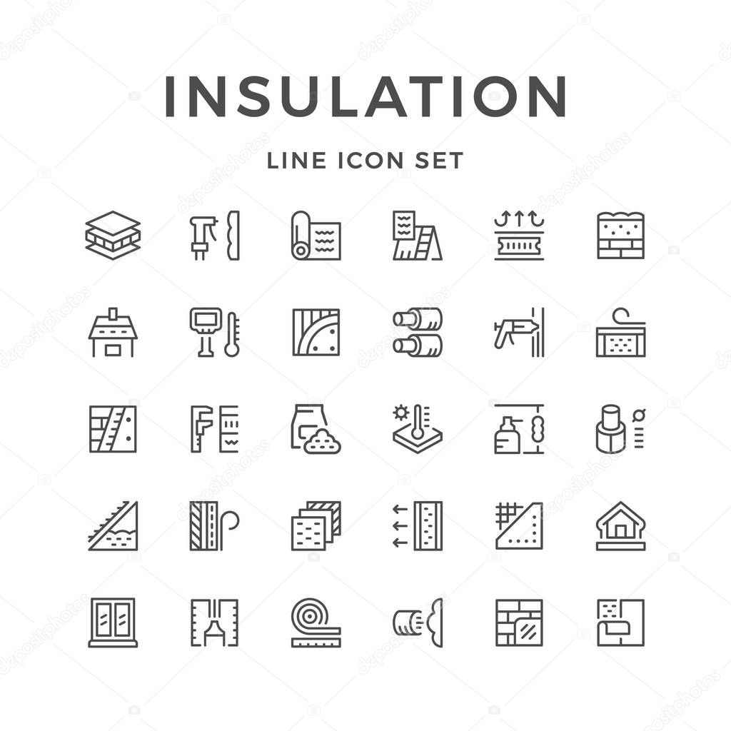 Set line icons of insulation