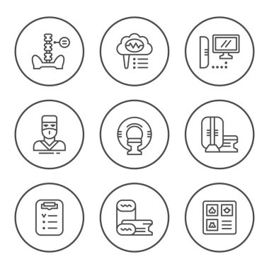 Manyetik rezonans görüntüleme, yuvarlak çizgi Icons set
