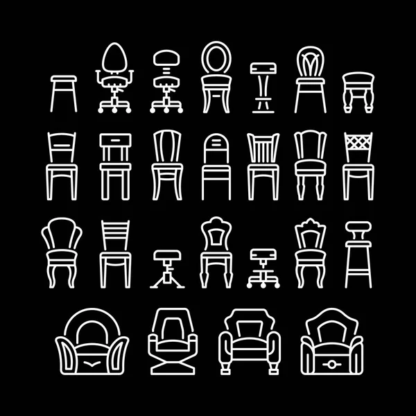 Set line icons of chair — Stock Vector