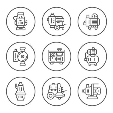 Su pompası yuvarlak çizgi Icons set