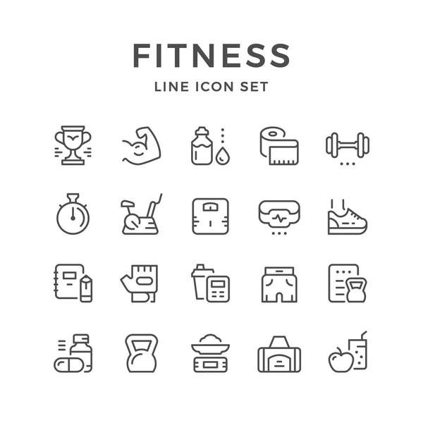 Stel lijn pictogrammen van fitness — Stockvector