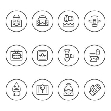 Kanalizasyon yuvarlak çizgi Icons set
