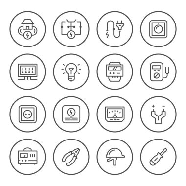 Elektrik yuvarlak çizgi Icons set