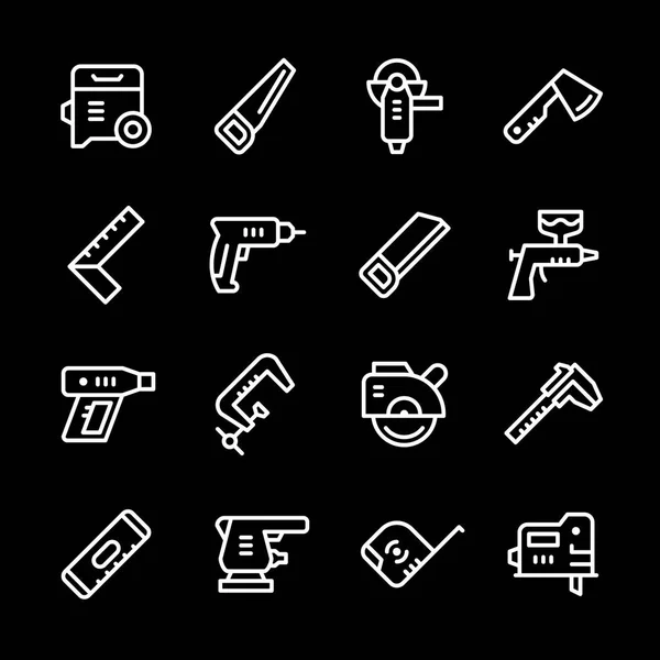 Set line icons of electric and hand tool — Stock Vector