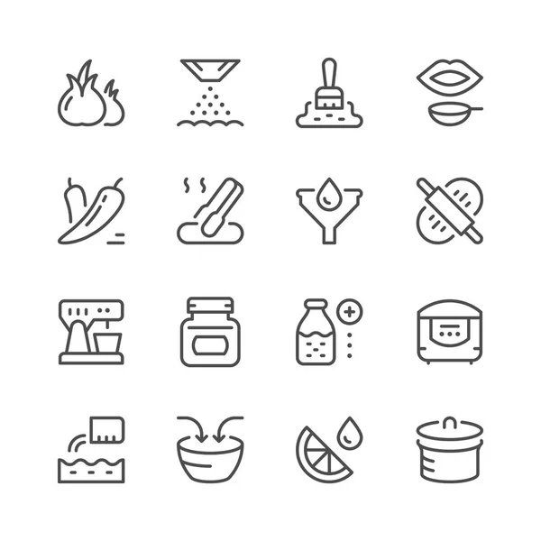 Cooking related set line icons — Stock Vector