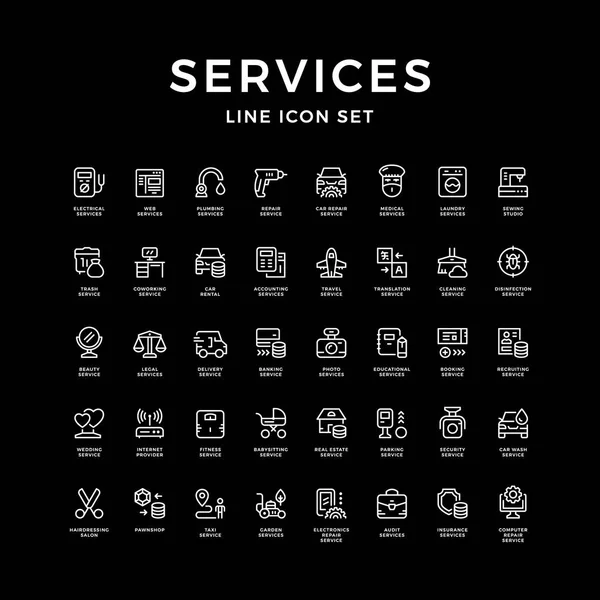 Imposta icone linea di servizio — Vettoriale Stock