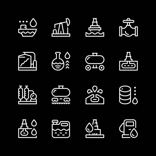 Définir les icônes de l'industrie pétrolière — Image vectorielle