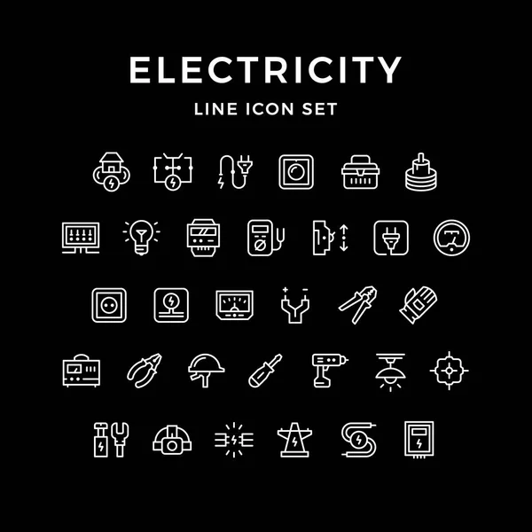 Définir les icônes de ligne de l'électricité — Image vectorielle