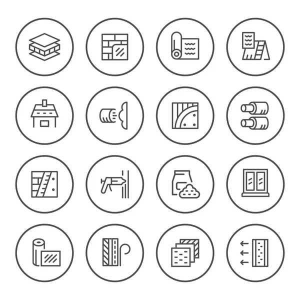 Yalıtım yuvarlak çizgi Icons set — Stok Vektör