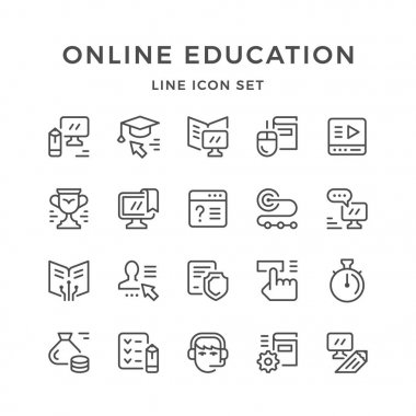 Online eğitim satır Icons set