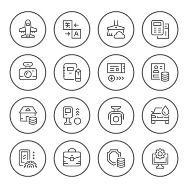 Hizmet yuvarlak çizgi Icons set