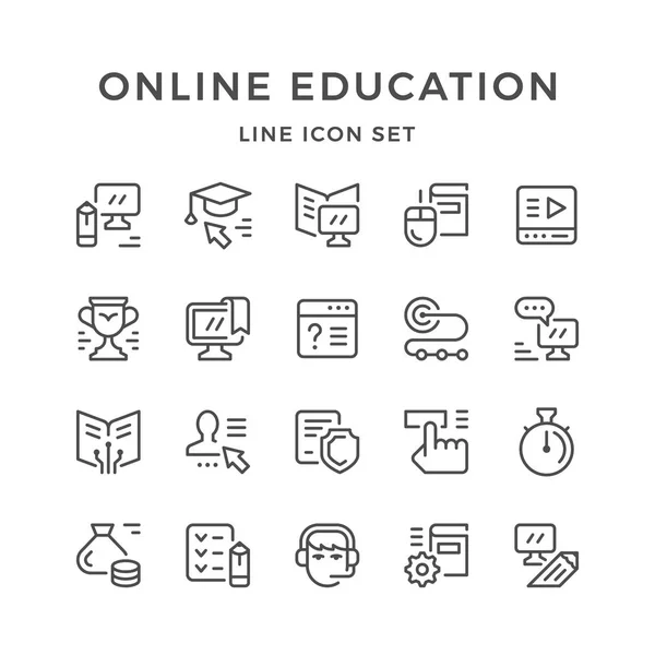 Ορισμός γραμμής εικονιδίων της online εκπαίδευσης — Διανυσματικό Αρχείο