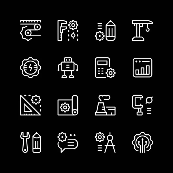 Set line icons of engineering — Stock Vector