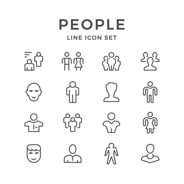 Set line icons of people