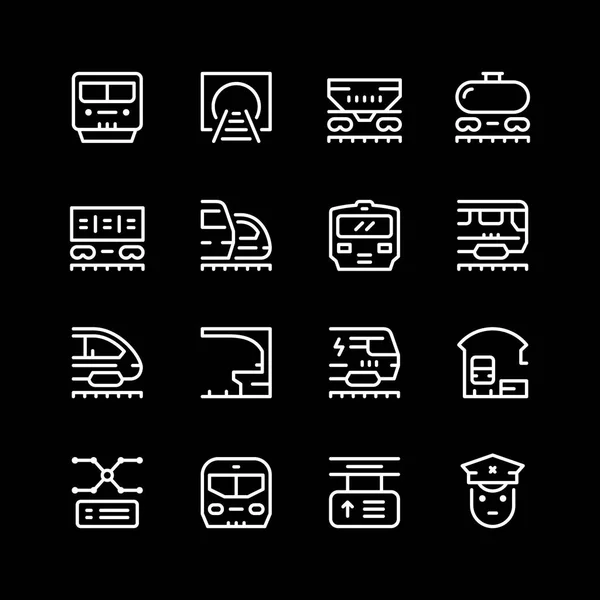 Définir les icônes de ligne de chemin de fer — Image vectorielle