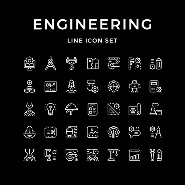 Définir les icônes de ligne de l'ingénierie — Image vectorielle