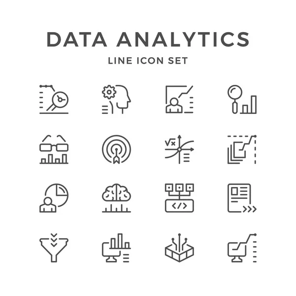 Zeilensymbole der Datenanalyse setzen — Stockvektor