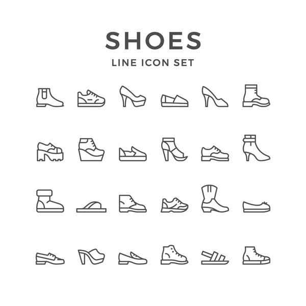 Ikony zestaw linii butów — Wektor stockowy